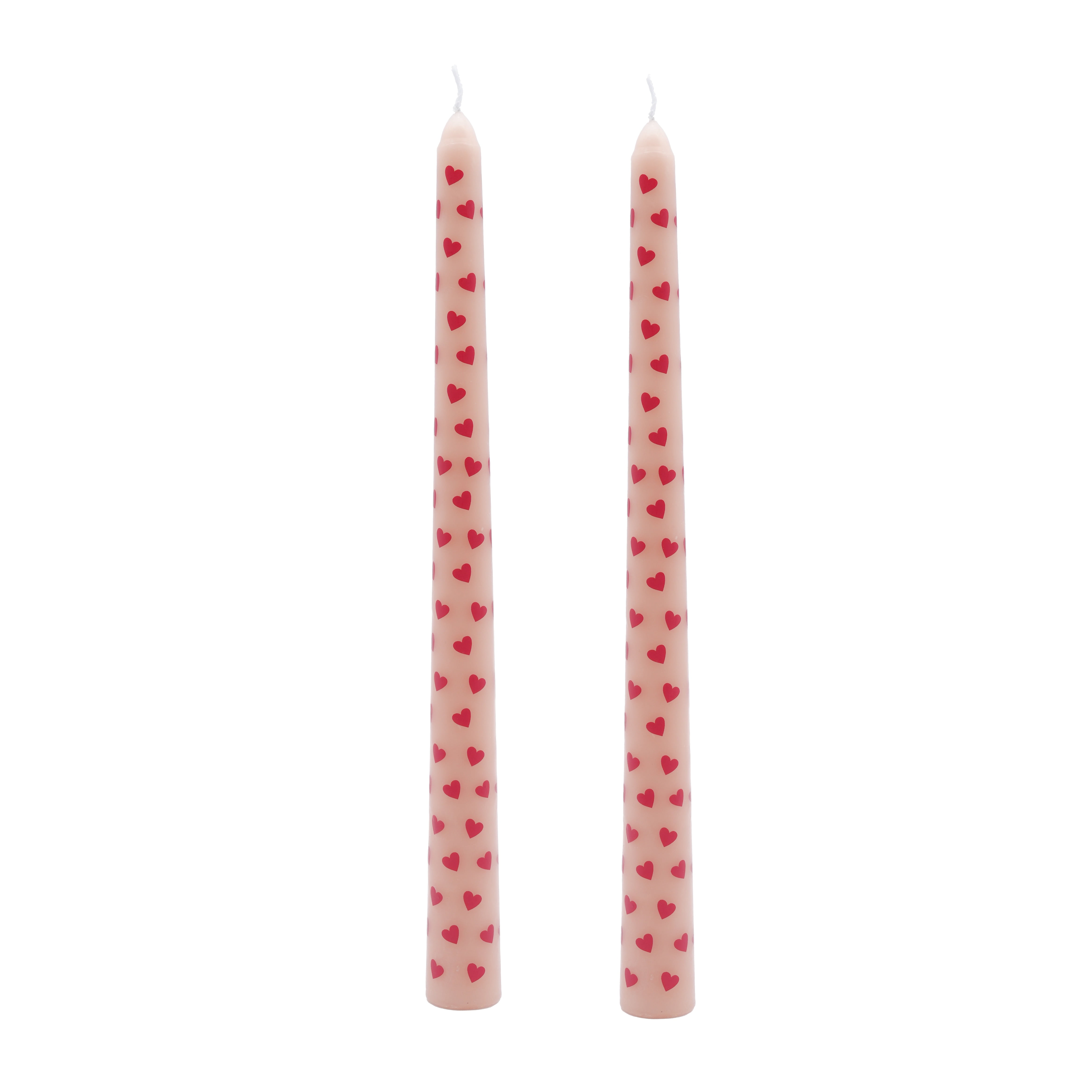 My Texas House Valentine 10" Red Hearts & Pink Taper Candles, Unscented, 2 Count