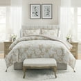 thumbnail image 1 of My Texas House Veronica 3-Piece White Pepper Taupe Floral Cotton Slub Comforter Set, King, 1 of 8