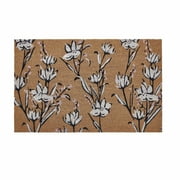 My Texas House Vertical Floral Natural/White Outdoor Coir Doormat, 18" x 30"