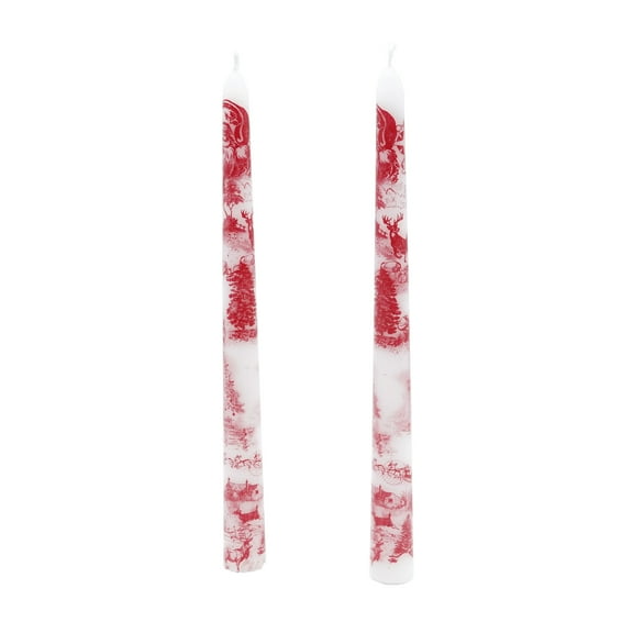 My Texas House Vintage Christmas 10" Red & White Taper Candles, Unscented, 2 Count
