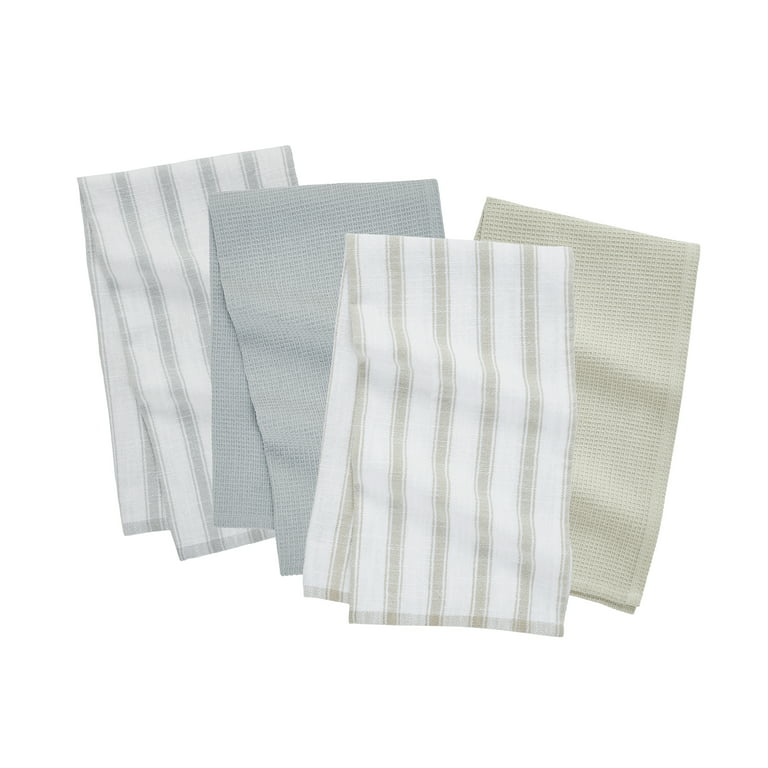 Set of Black Waffle Linen Tea Towels. Natural Linen Kitchen Towel