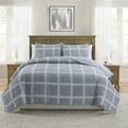 thumbnail image 1 of My Texas House Waldin 2-Piece Dark Blue Windowpane Plaid Box Quilt Set, Twin XL, 1 of 6