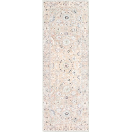 My Texas House Washable Everly Cream 2'6" x 7' Washable Runner Rug
