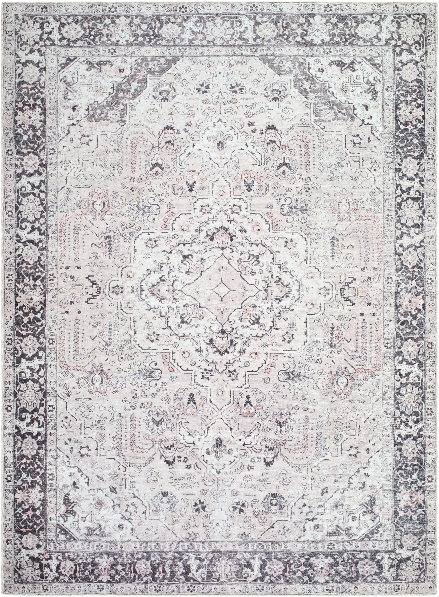 My Texas House Laine Washable Area Rug, Beige, 5 ft 3 in x 7 ft