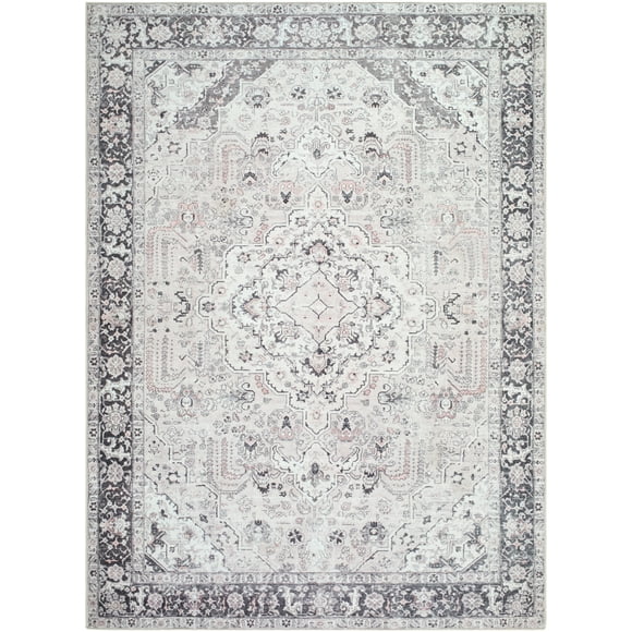 My Texas House Washable Laine Beige 5'3" x 7' Washable Area Rug