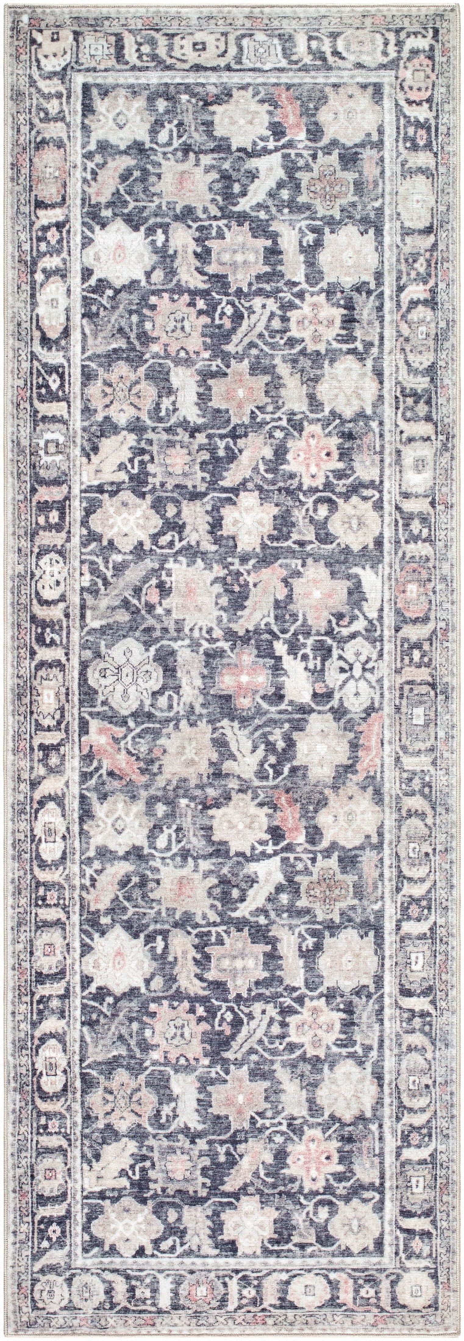 My Texas House Washable Lennon Brown 2'6" x 7' Washable Runner Rug