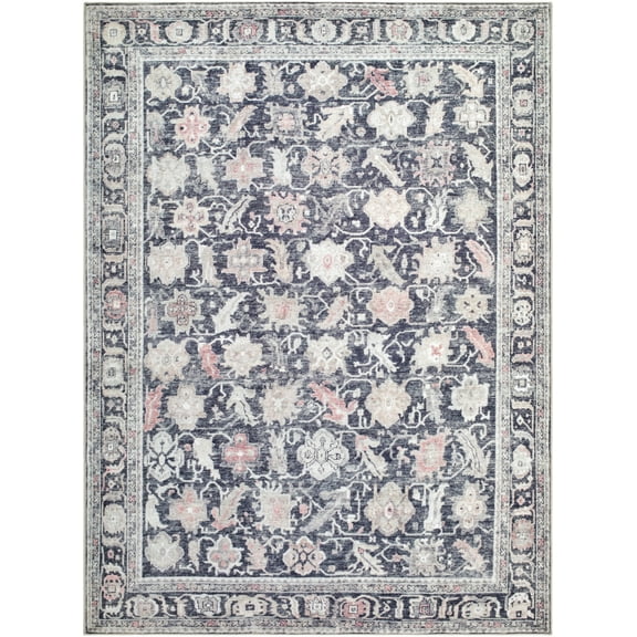 My Texas House Washable Lennon Brown 5'3" x 7' Washable Area Rug