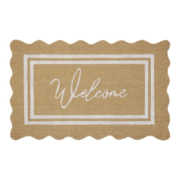 My Texas House Welcome Natural Scalloped Edge and Border Outdoor Coir Doormat, 30" x 48"
