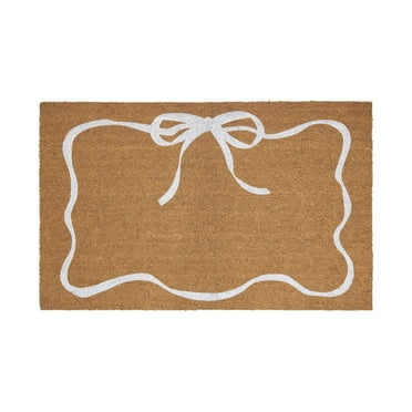 My Texas House White Bow Outdoor Coir Doormat, 18" x 30"
