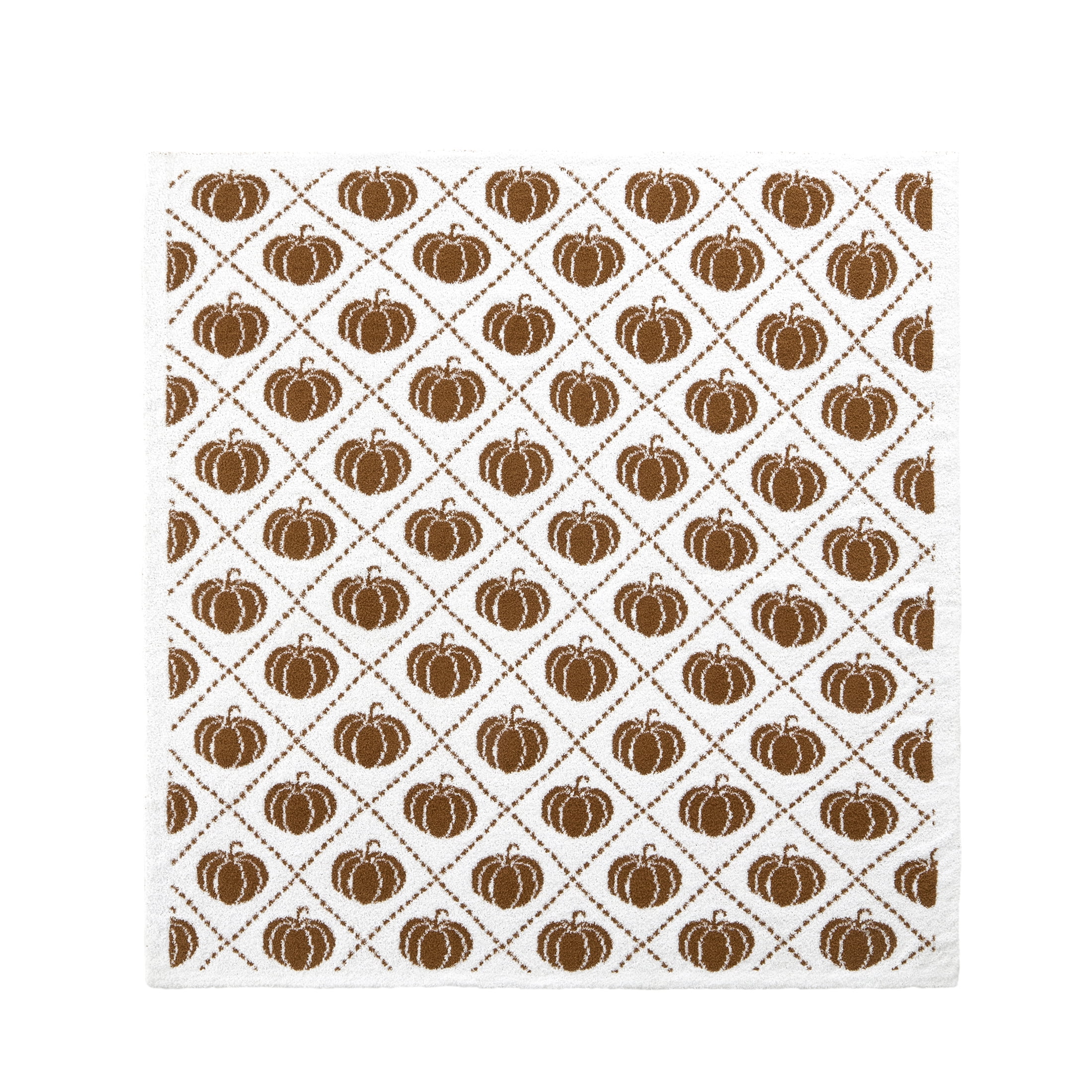 My Texas House White/Ginger Cozy Knit Pumpkin Throw, 50" x 60"