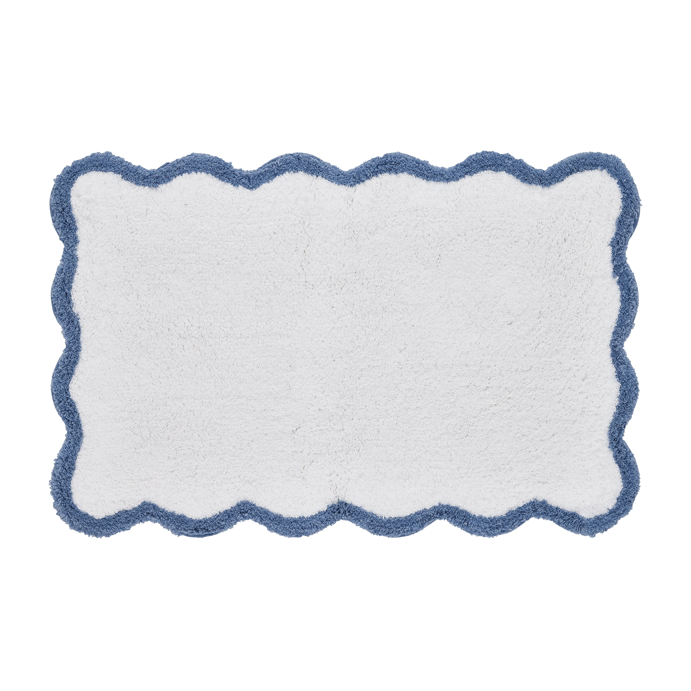 My Texas House Whitney Blue Scallop Cotton Bath Rug, 20" x 32"