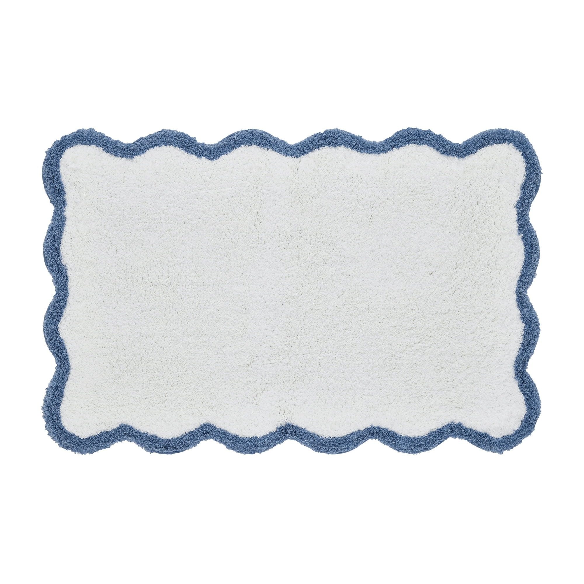 My Texas House Whitney Blue Scallop Cotton Bath Rug, 20" x 32"