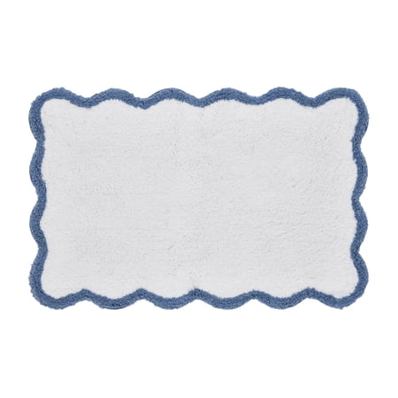 My Texas House Whitney Blue Scallop Cotton Bath Rug, 20" x 32"