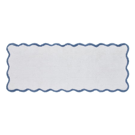 My Texas House Whitney Blue Scallop Cotton Bath Rug Runner, 24" x 60"