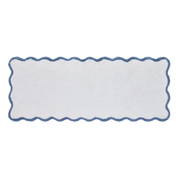 My Texas House Whitney Blue Scallop Cotton Bath Rug Runner, 24" x 60"