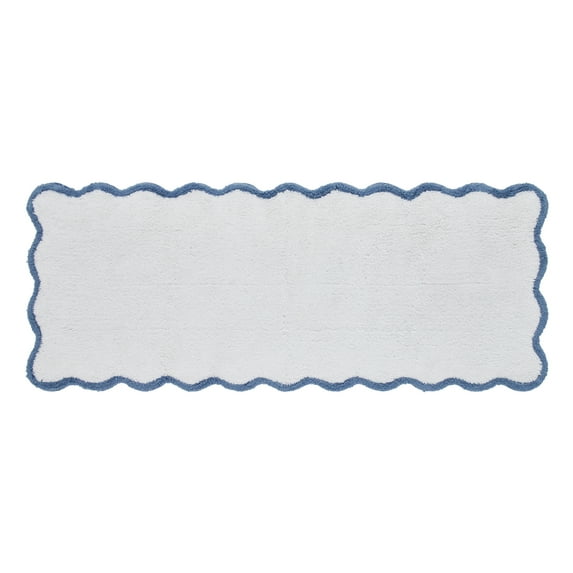 My Texas House Whitney Blue Scallop Cotton Bath Rug Runner, 24" x 60"