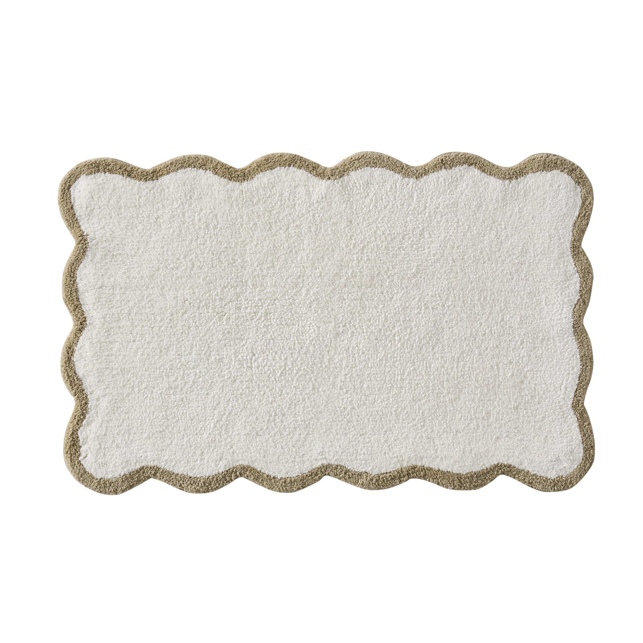 My Texas House Whitney Ivory Scallop Cotton Bath Rug, 20" x 32"