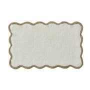 My Texas House Whitney Ivory Scallop Cotton Bath Rug, 20" x 32"
