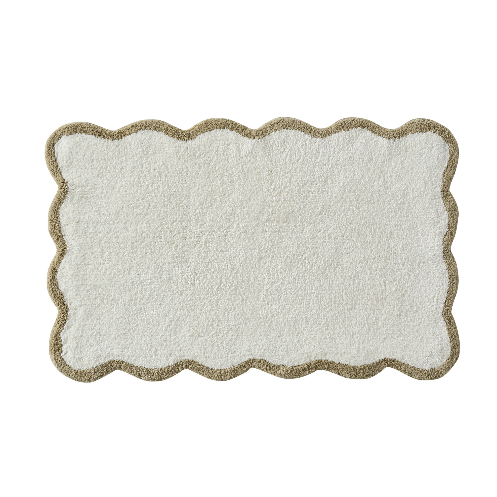 My Texas House Whitney Ivory Scallop Cotton Bath Rug, 20" x 32"