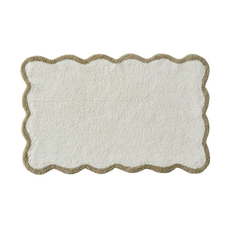 My Texas House Whitney Ivory Scallop Cotton Bath Rug, 20" x 32"