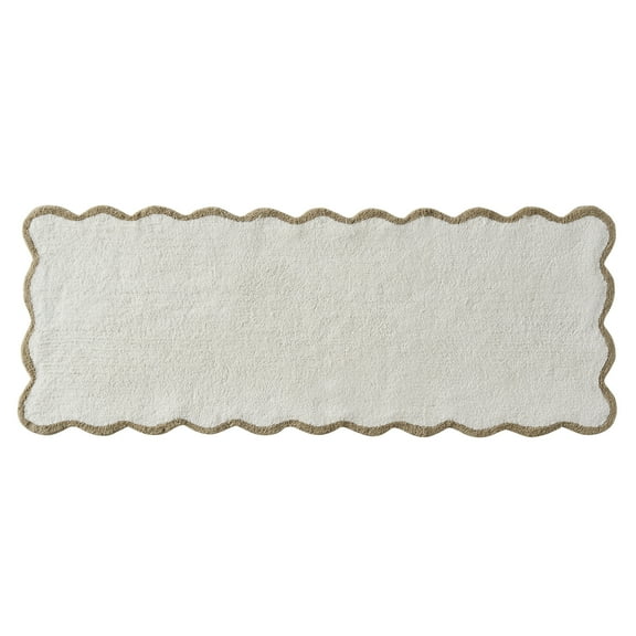 My Texas House Whitney Ivory Scallop Cotton Bath Rug Runner, 24" x 60"