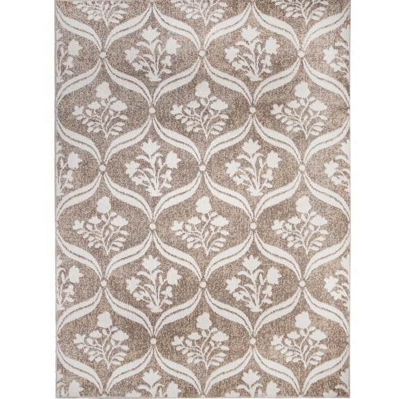 My Texas House Willow 2' x 5'6" Taupe Grey Floral Indoor Area Rug