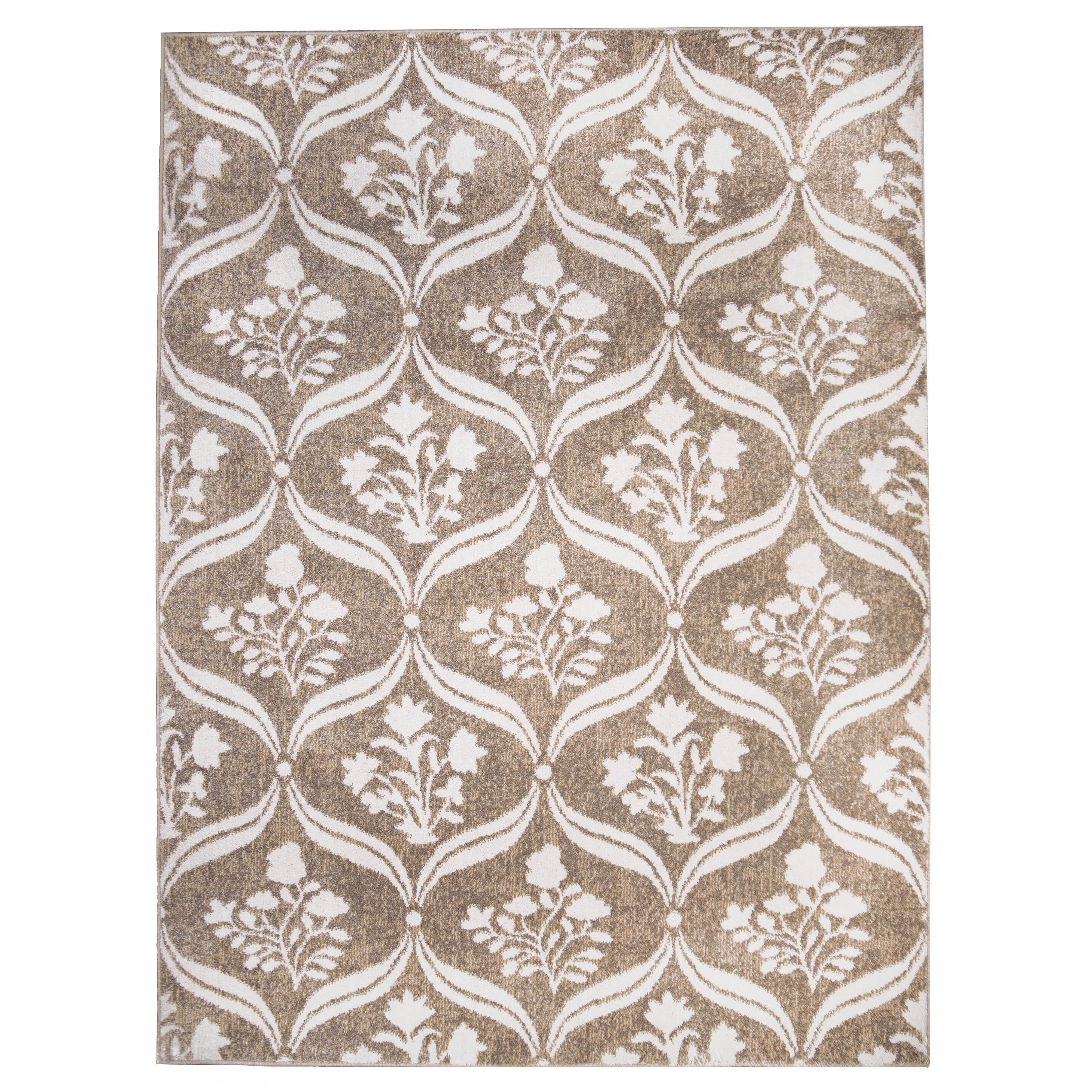 My Texas House Willow 7'10" x 9'10" Taupe Grey Floral Indoor Area Rug