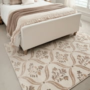 My Texas House Willow 7'10" x 9'10" White Floral Indoor Area Rug