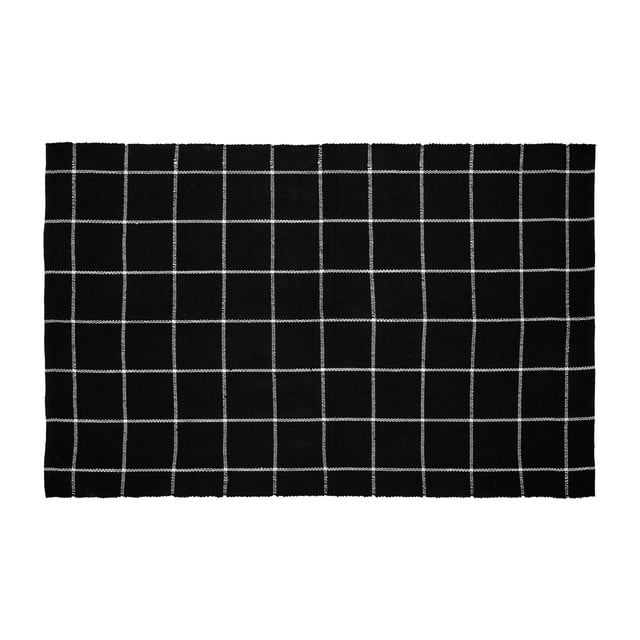 My Texas House Windowpane Black Layering Indoor/Outdoor Area Rug, 24