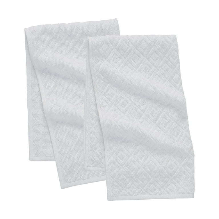 My Texas House Woven 16 x 28 Cotton Terry Kitchen Towels, 2 Pieces, White
