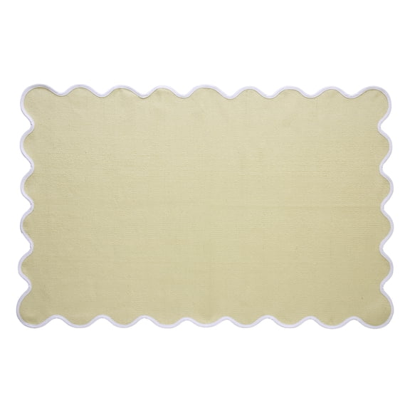 My Texas House Yellow Scallop Indoor/Outdoor Layering Rug, 38" x 58"