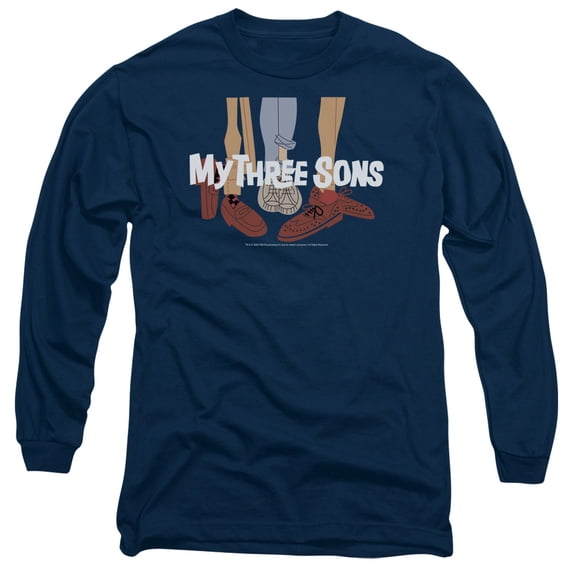 My Three Sons Shoes Logo Long Sleeve Adult 18/1 T-Shirt Navy