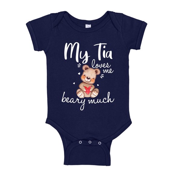 My Tia Loves Me Beary Much Baby Bodysuit One Piece 24 mo Navy Blue