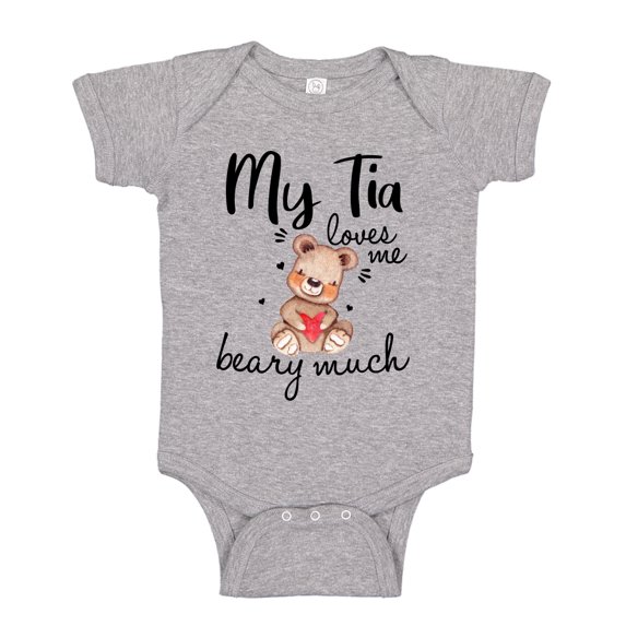 My Tia Loves Me Beary Much Baby Bodysuit One Piece NB Athletic Heather