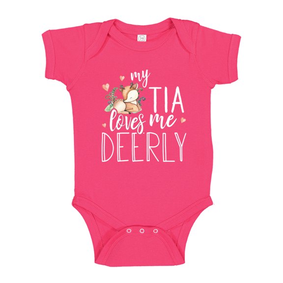 My Tia Loves Me Deerly Baby Bodysuit One Piece 6 mo Cyber Pink