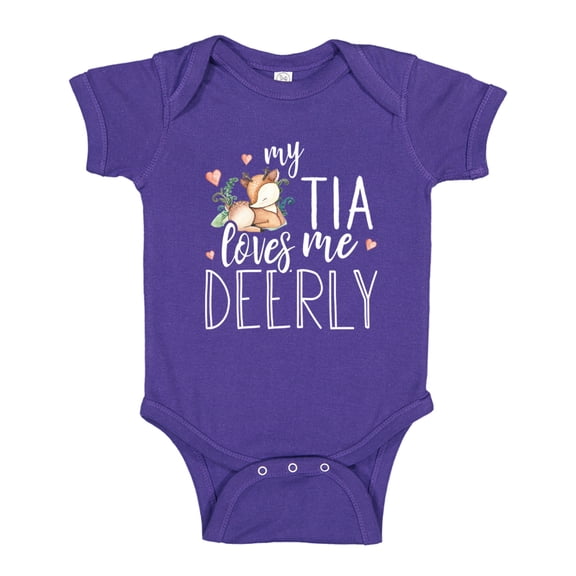 My Tia Loves Me Deerly Baby Bodysuit One Piece 6 mo Purple