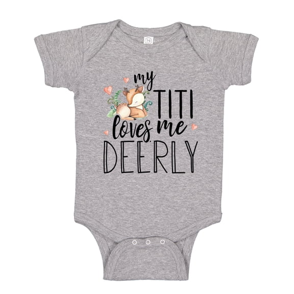 My Titi Loves Me Deerly Baby Bodysuit One Piece NB Athletic Heather