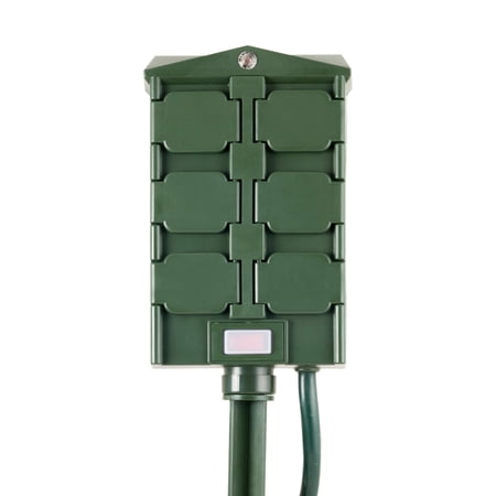 My Touch Smart Outdoor Photocell Yard Stake Timer, 6 Grounded Outlets, Green, 125 Volts, 41295
