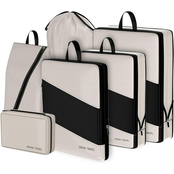 My Travel Dream Packing Cubes for Travel,6Pcs Nylon Compression Travel Cubes Set,Packing Cubes for Carry on Suitcase Travel Must Haves Luggage Organizer Bags