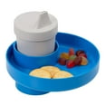 thumbnail image 1 of My Travel Tray Round, USA made. Easily convert your existing cup holder to a TRAY and CUP HOLDER for use in a Car Seat, Booster, Stroller, Golf Cart and anywhere You have a cup holder! (Blue), 1 of 9