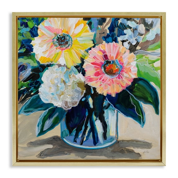 Stupell Industries My Treasure Bouquet Gold Framed Floater Canvas Wall Art, design by Jeanette Vertentes, 18 x 18