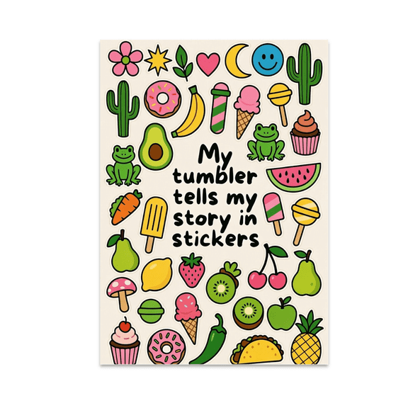 My Tumbler Tells My Story in Stickers - Sticker Collage Art Lover - 13x19 Poster Print