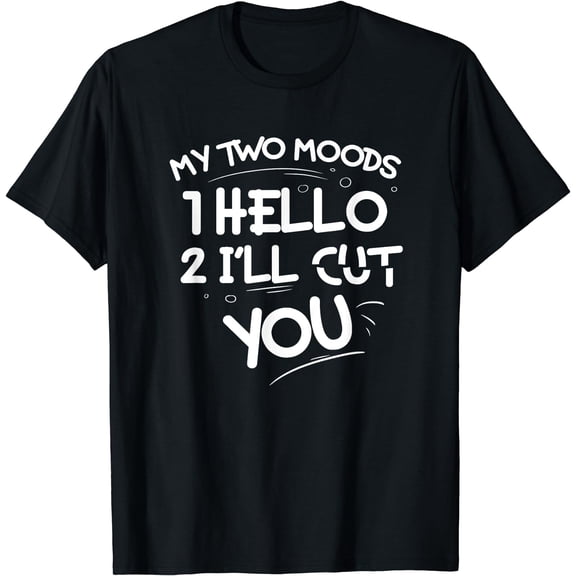 My Two Moods 1 Hello 2 I'll Cut You for Sarcastic Introverts T-Shirt Black X-Large
