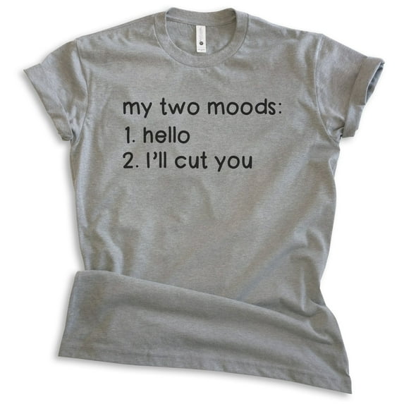 My Two Moods Shirt, Unisex Women's Men's Shirt, Moody Shirt, Attitude Shirt, Fierce Shirt, Dark Heather Gray, X-Small
