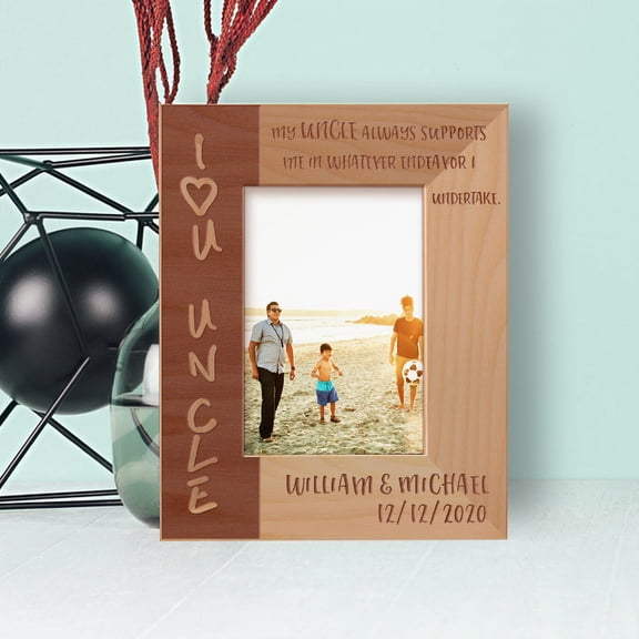 My Uncle Always Supports Me In Whatever Endeavor I Undertake Personalized Wooden Frame 3 1/2" x 5" Brown (Vertical)