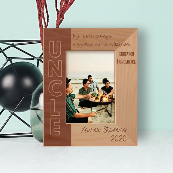 My Uncle Always Supports Me In Whatever Endeavor I Undertake Personalized Wooden Frame 3 1/2" x 5" Brown (Vertical)