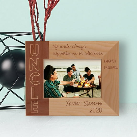 My Uncle Always Supports Me In Whatever Endeavor I Undertake Personalized Wooden Frame-5" x 3 1/2" Brown Horizontal