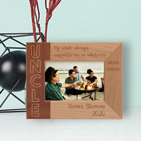 My Uncle Always Supports Me In Whatever Endeavor I Undertake Personalized Wooden Frame-5" x 3 1/2" Brown Horizontal