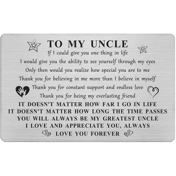 My Uncle Christmas Card Gifts for Men, Happy Uncle Birthday Card from Niece Nephew, Personalized Thank You Gift