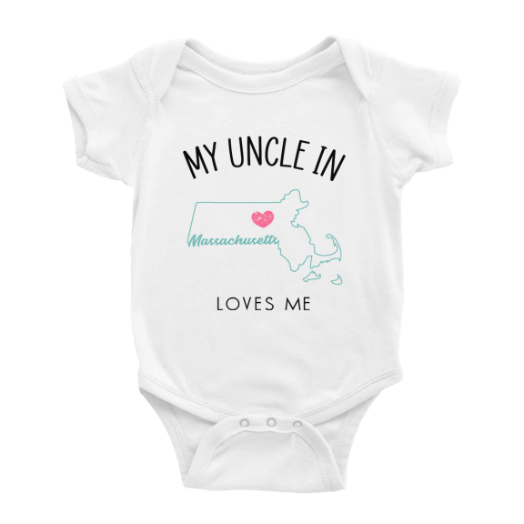 My Uncle In Massachusetts Loves Me Baby Romper Boy Girl Clothing 0-3 Months